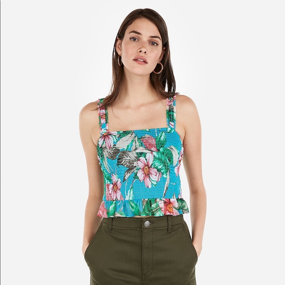 Express Floral ruched tank